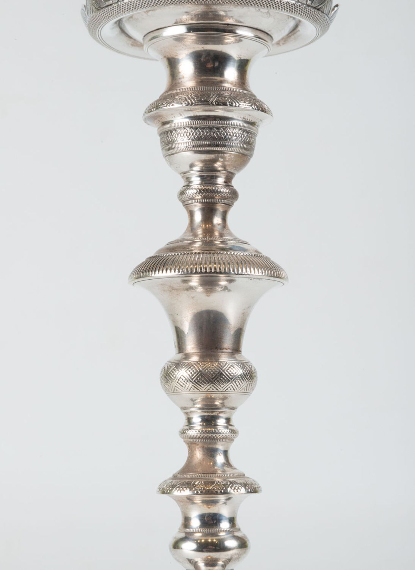 Pair of solid sterling silver candlesticks, 19th century - Image 7 of 9