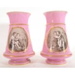 Pair of Opaline Vases with Romantic Scenes, 19th century