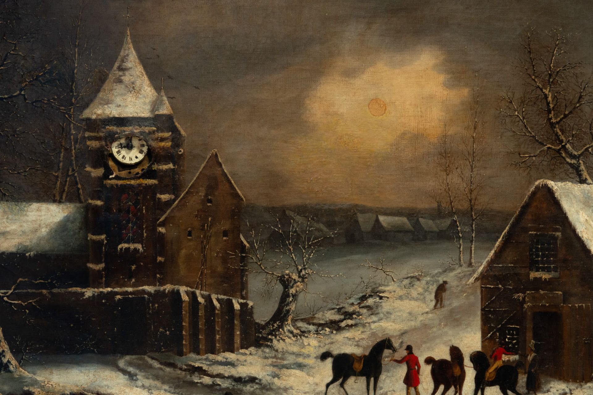 Winter Landscape with built-in clock, German or Austrian school, 19th century - Bild 3 aus 14