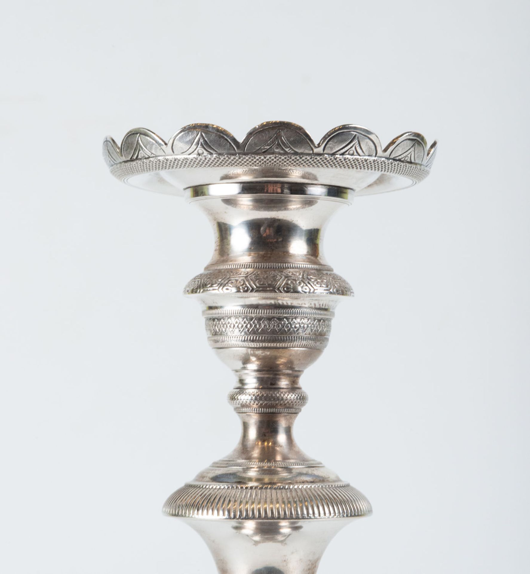 Pair of solid sterling silver candlesticks, 19th century - Image 4 of 9