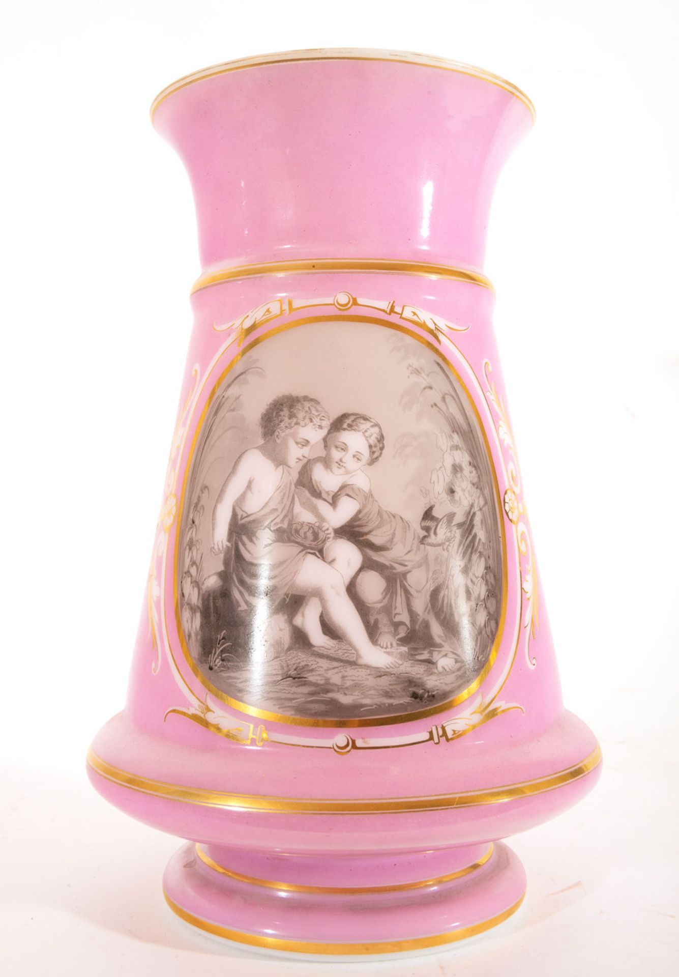 Pair of Opaline Vases with Romantic Scenes, 19th century - Image 8 of 10