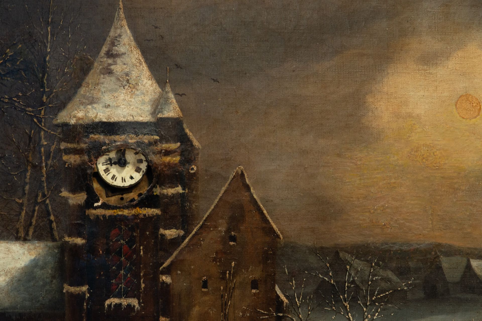 Winter Landscape with built-in clock, German or Austrian school, 19th century - Bild 8 aus 14