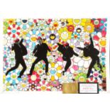 "BEATLES ON MURAKAMI BACKGROUND", screenprint by Death NY, series 80/100, year 2012