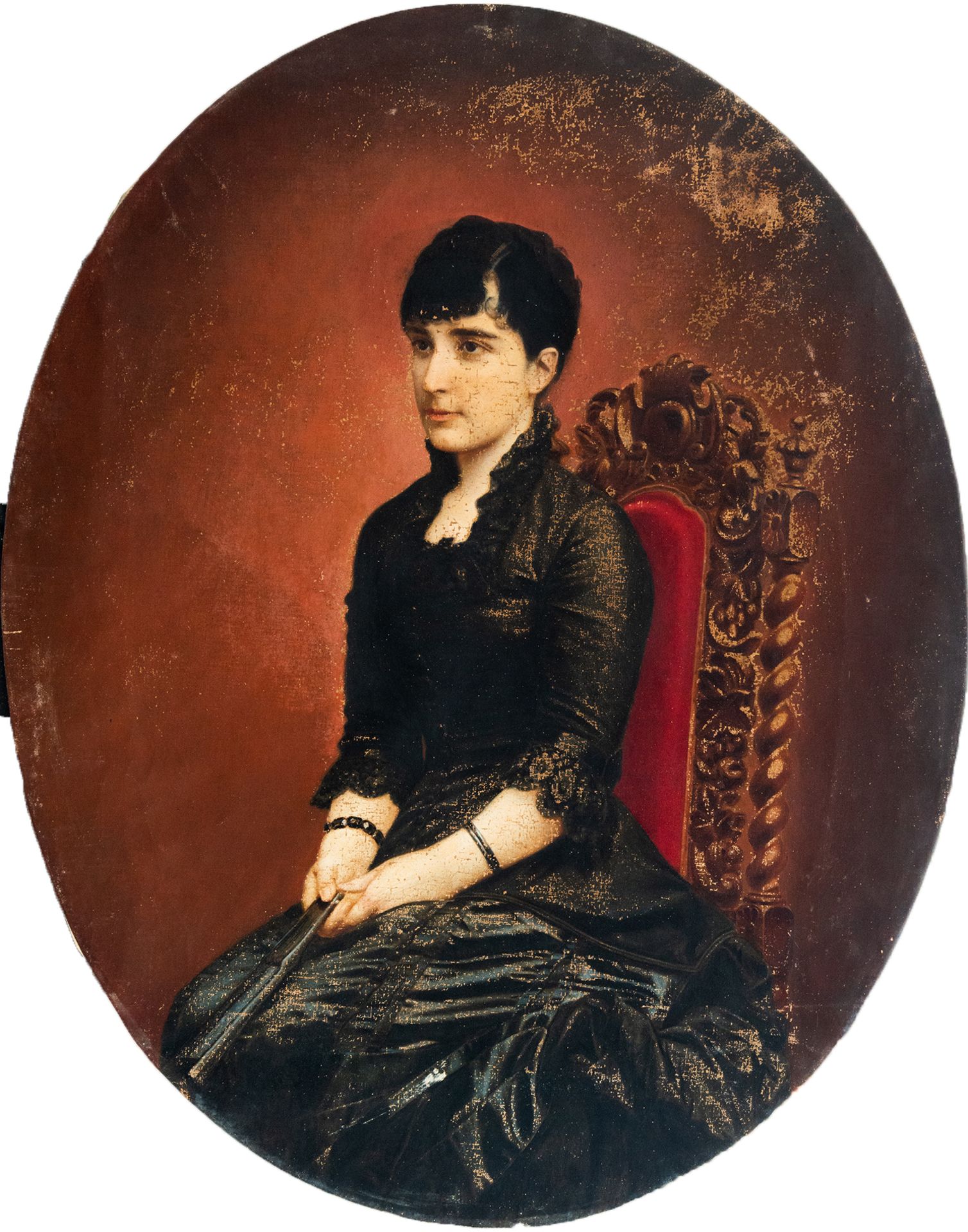 Portrait of a Young Lady in Oval, Norman school, 19th century