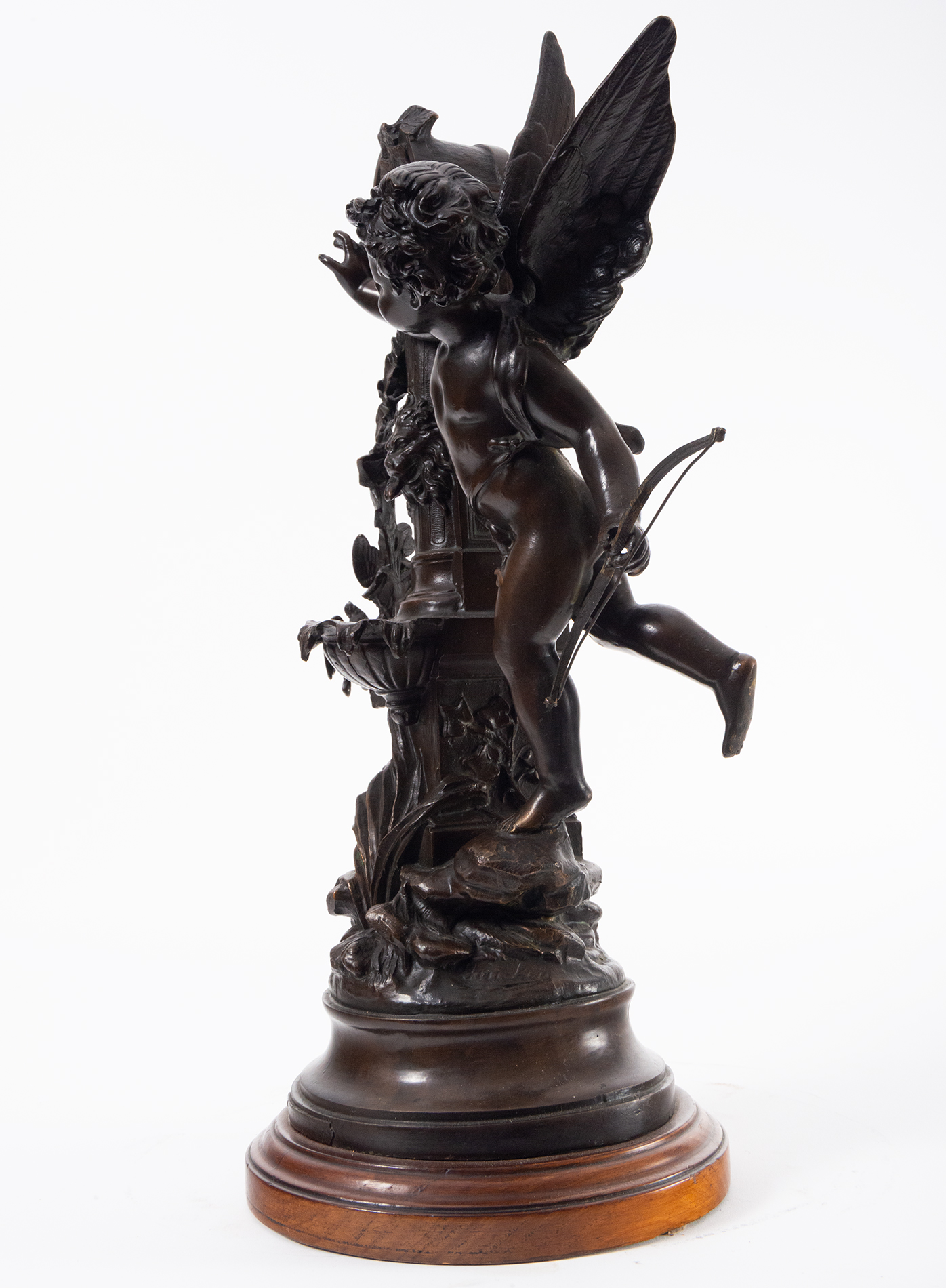 Elegant Cupid at the Fountain in bronze, 19th century French school, signed Bruchon - Image 3 of 7