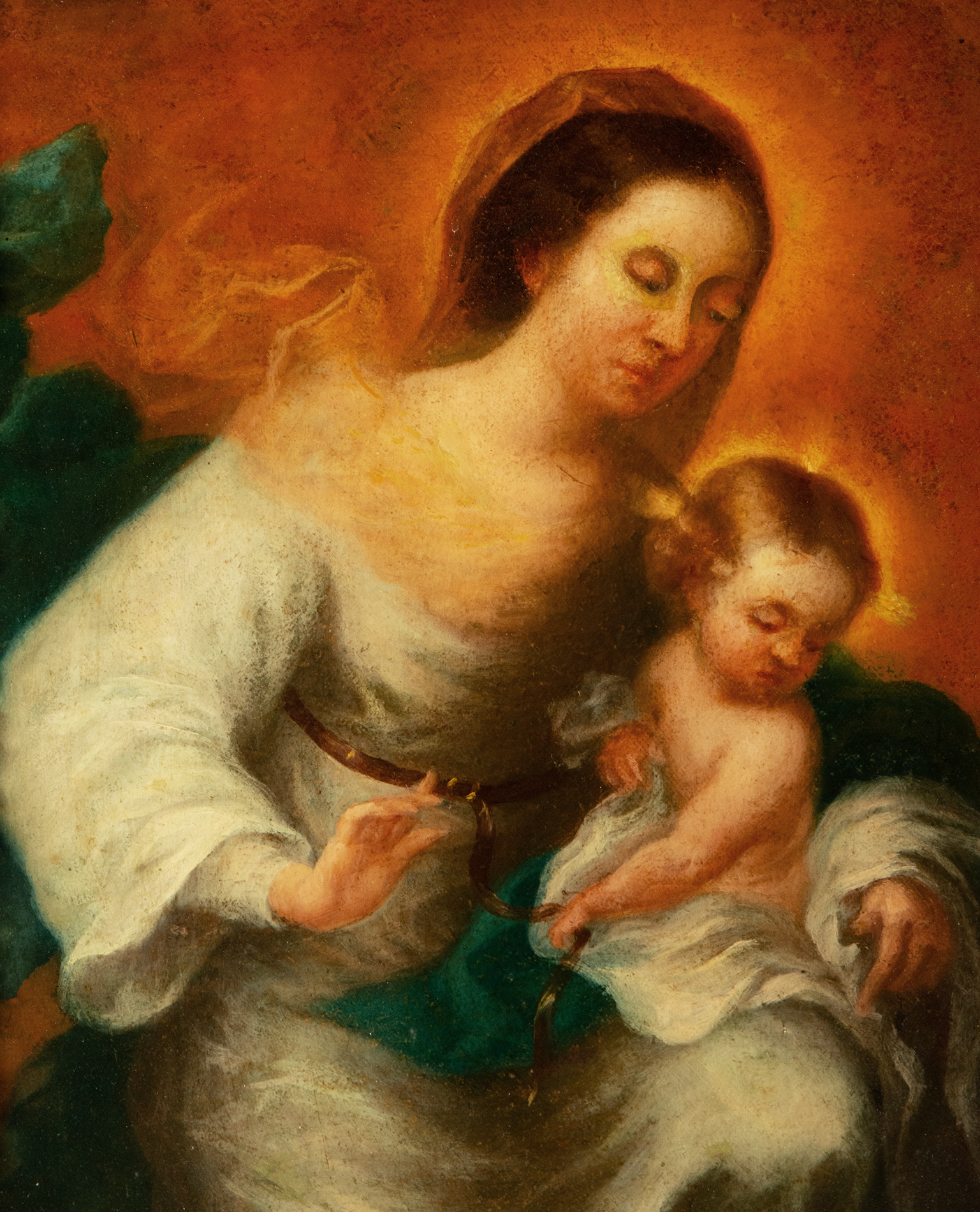 Virgin with Child in Arms, following models by Bartolomé Esteban Murillo, 19th century - Image 2 of 5