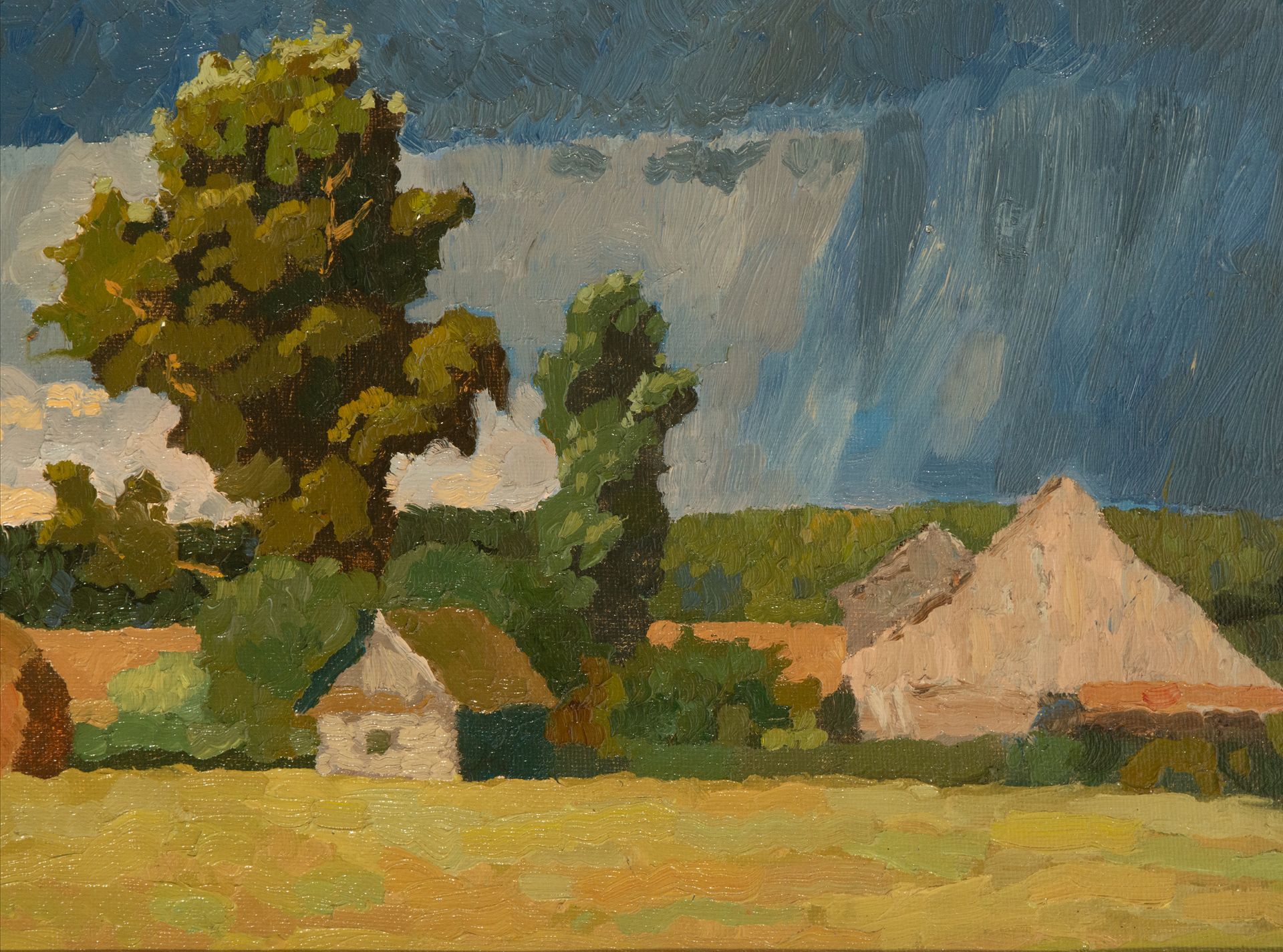 Country Landscape, 20th century Russian school, with label on the back - Image 2 of 6