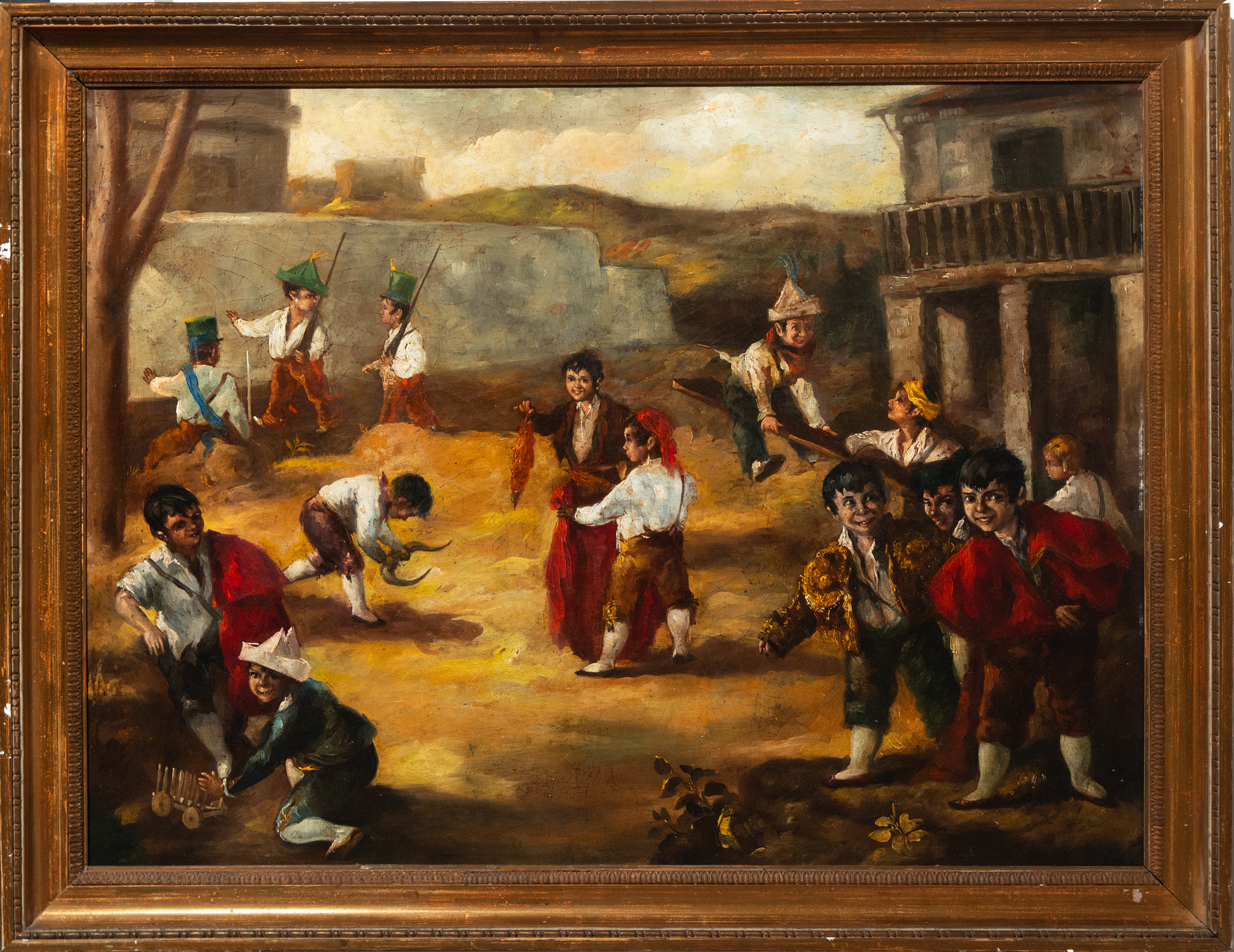 Children fighting, Spanish costumbrista school of the 19th century