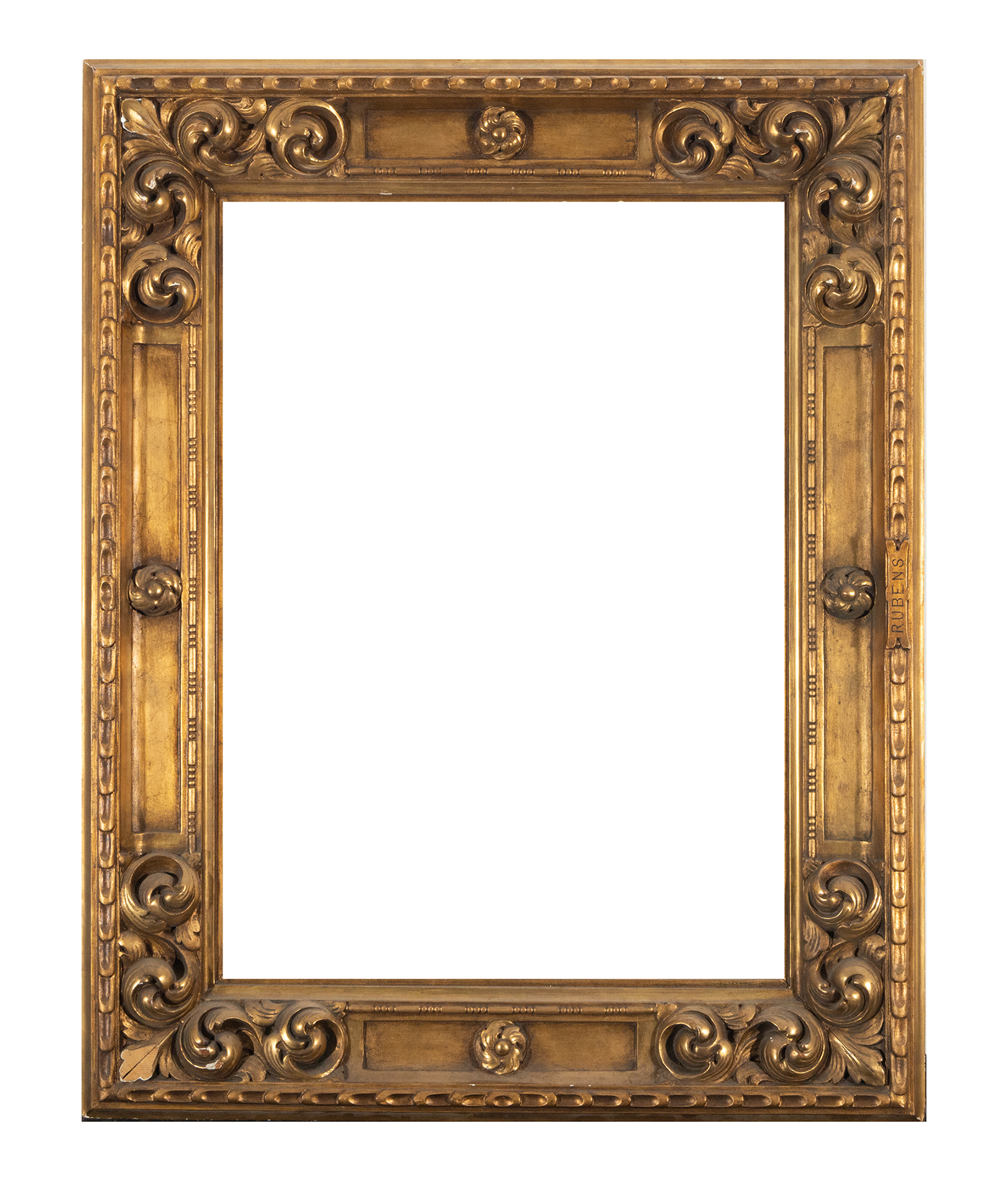 English Elizabethan style frame, in gilt wood and moulding, late 19th century