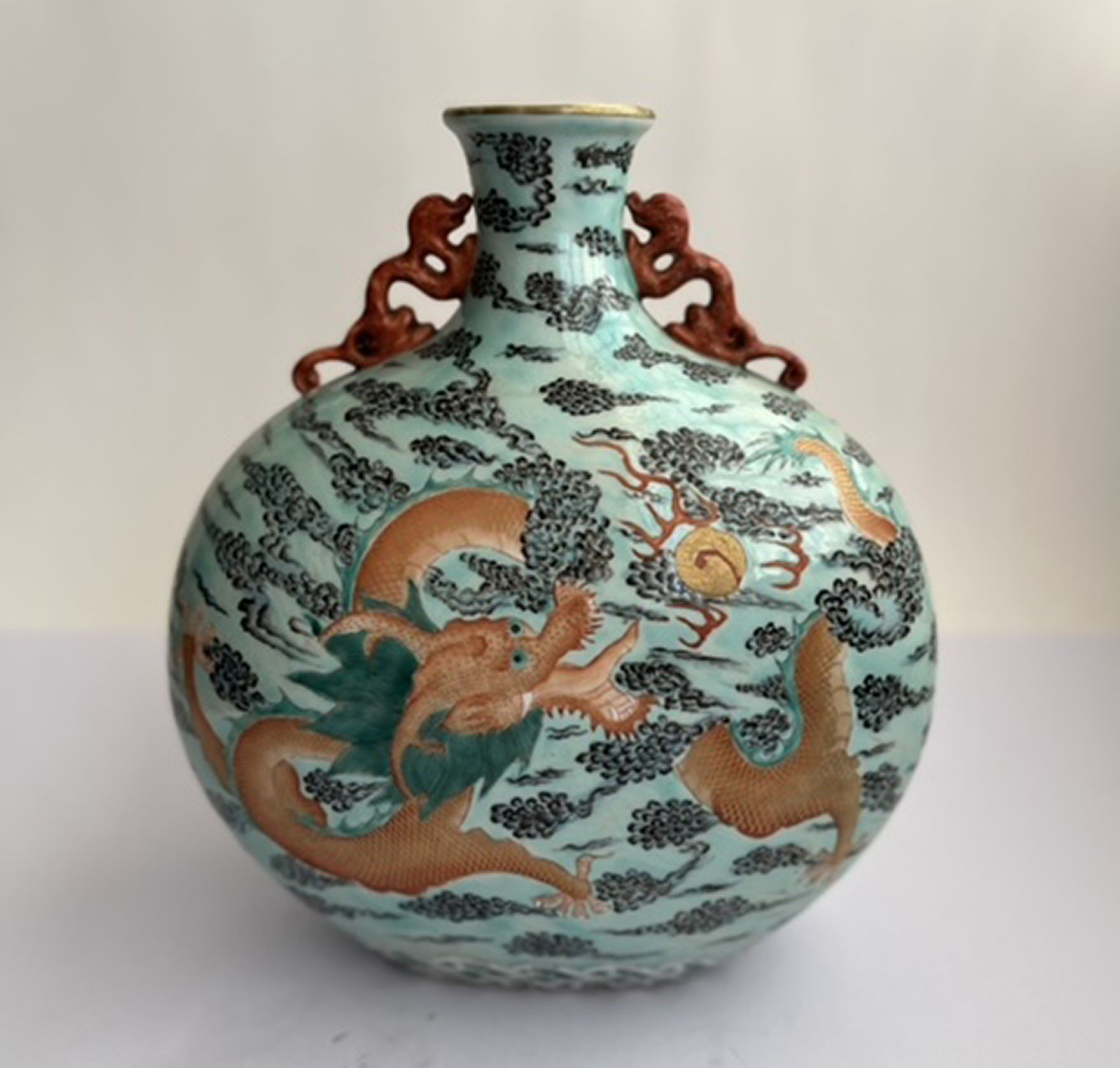 Moonflask type vase, with Dragon motif, 20th century Chinese school