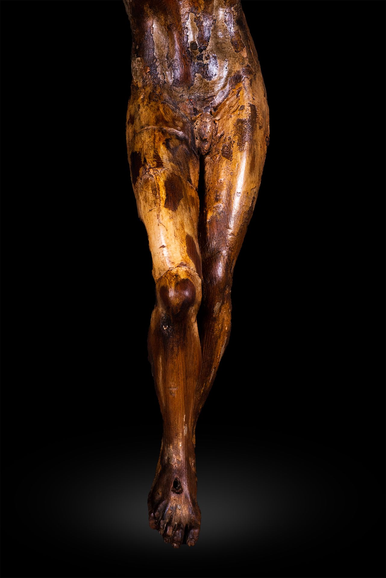 Christ in wood, with traces of original polychrome, based on Michelangelo's model, 16th - 17th centu - Image 4 of 9