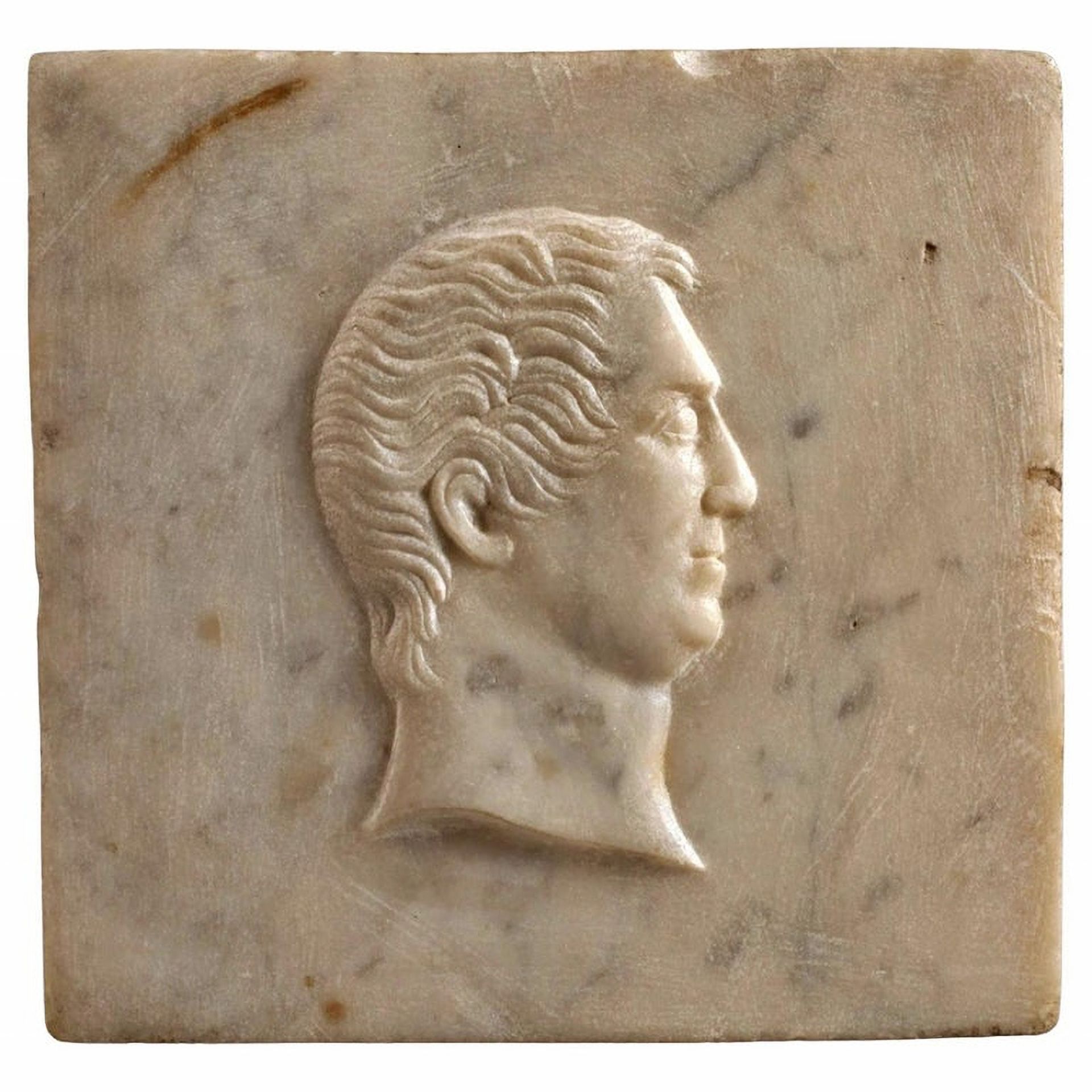Bas-relief of Emperor in Carrara marble, 18th century