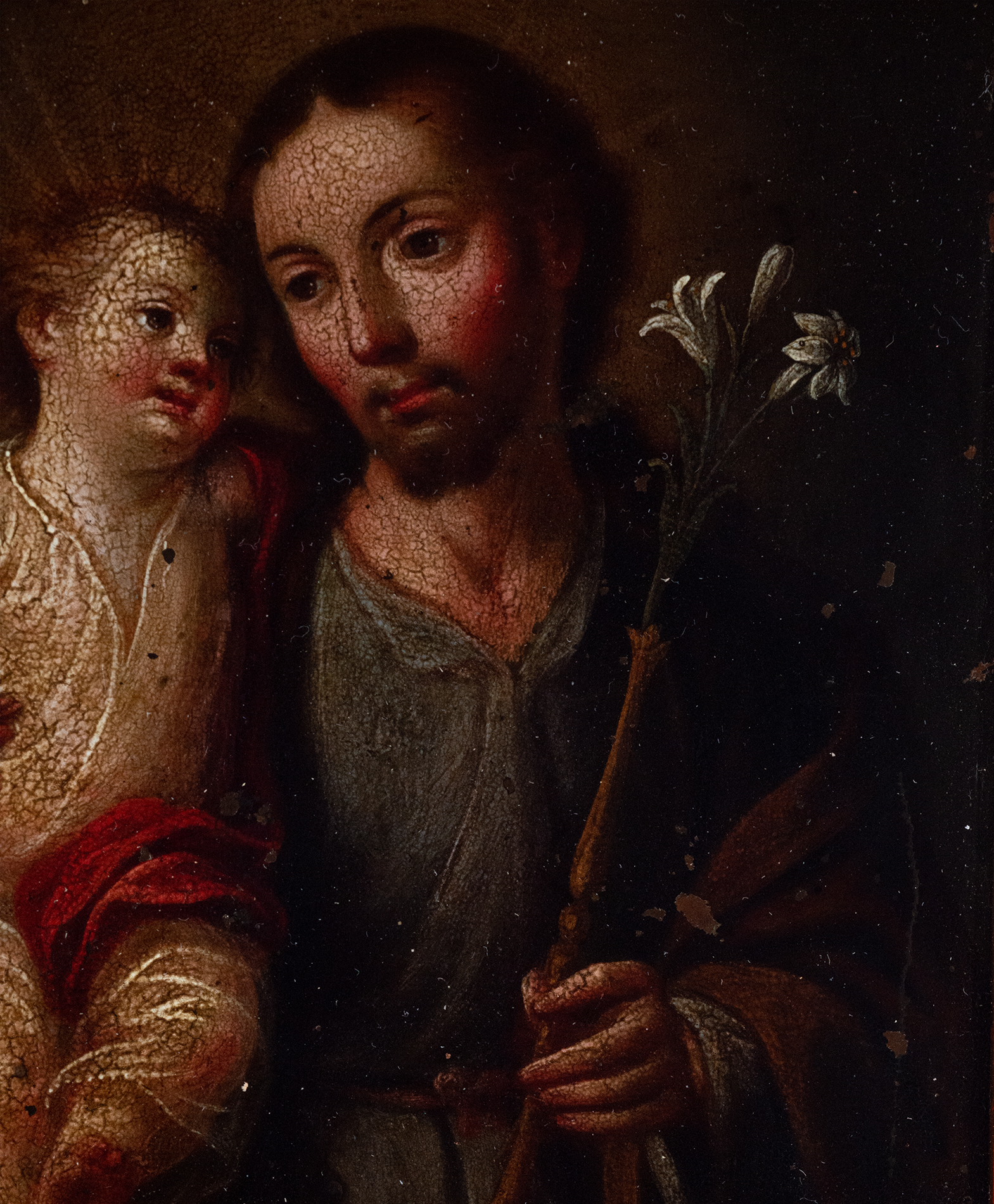 Exceptional Copper of Saint Joseph with Enfant Jesus, 18th century New Spanish colonial school, in t - Image 5 of 5