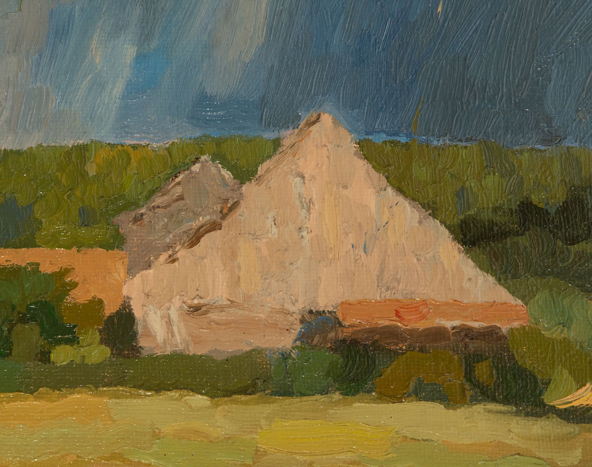Country Landscape, 20th century Russian school, with label on the back - Image 3 of 6