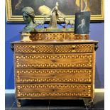 Provencal chest of drawers in olive and fruit marquetry, early 19th century