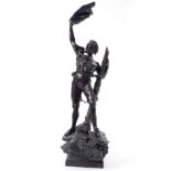 Detresse, castaway figure in patinated bronze, German school from the beginning of the 20th century