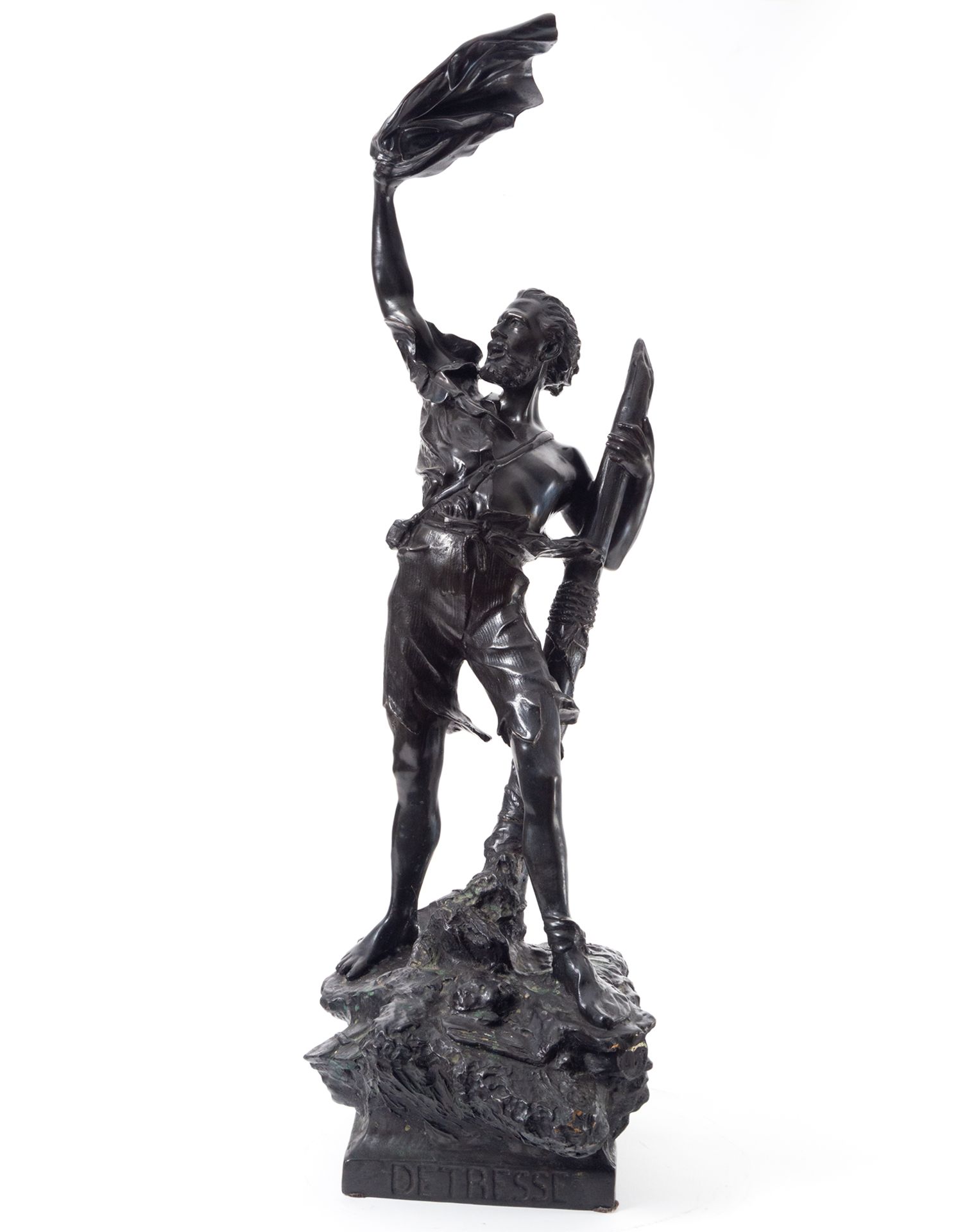 Detresse, castaway figure in patinated bronze, German school from the beginning of the 20th century