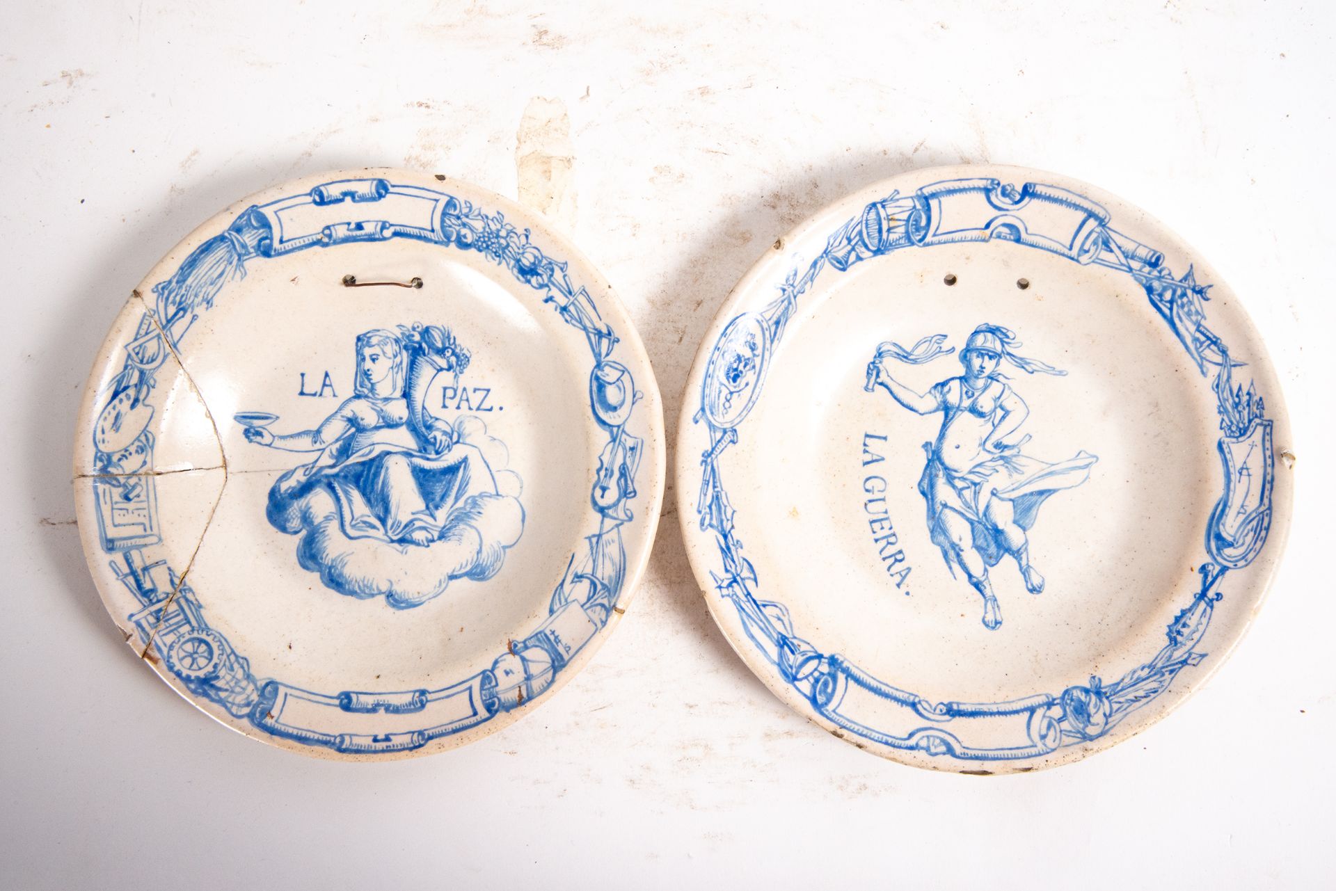Pair of Plates from "War and Peace", Talavera, late 18th century