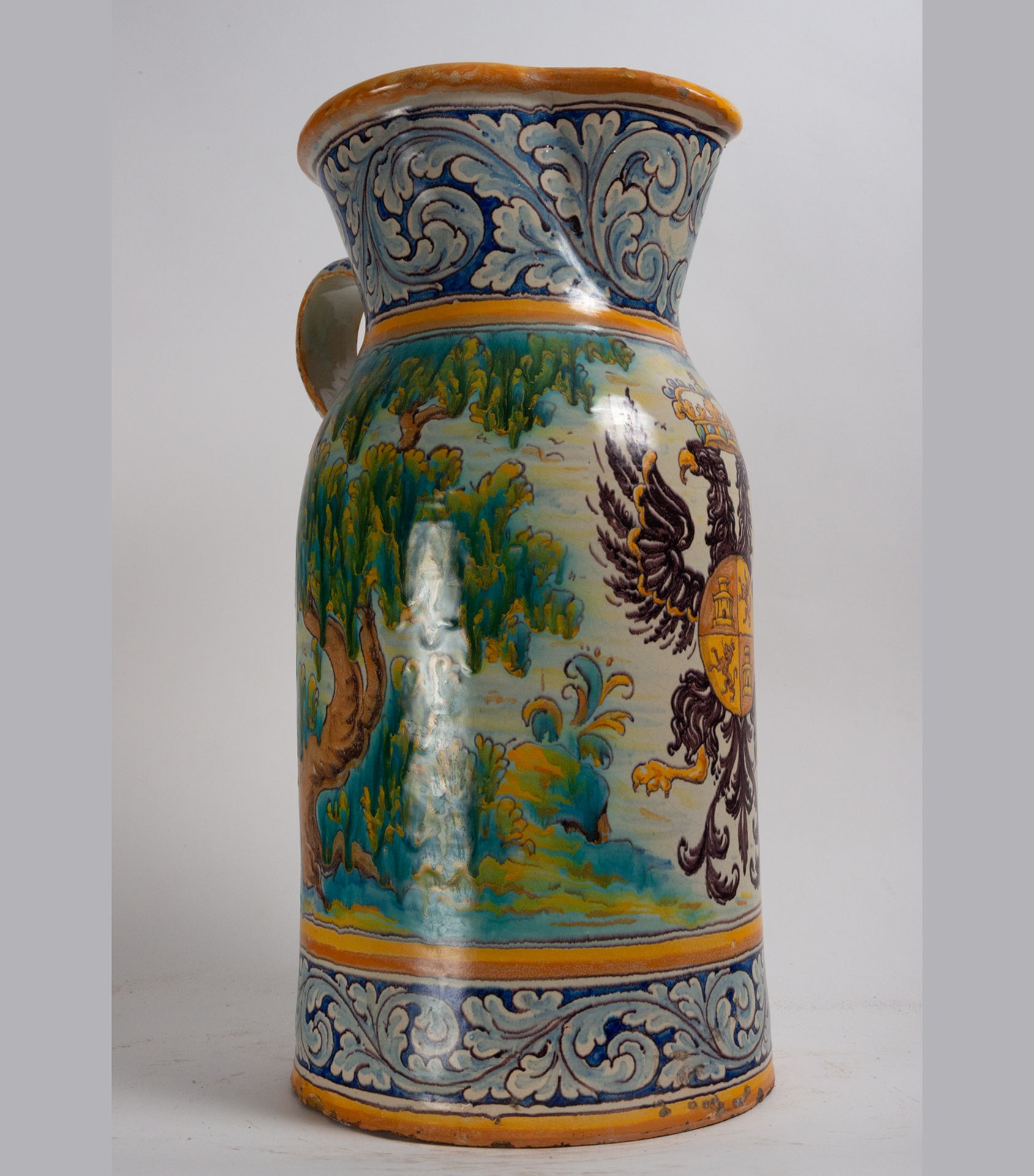 Pair of Talavera umbrella stands with heraldic shields, XIX - XX century, Niveiro series - Image 10 of 12