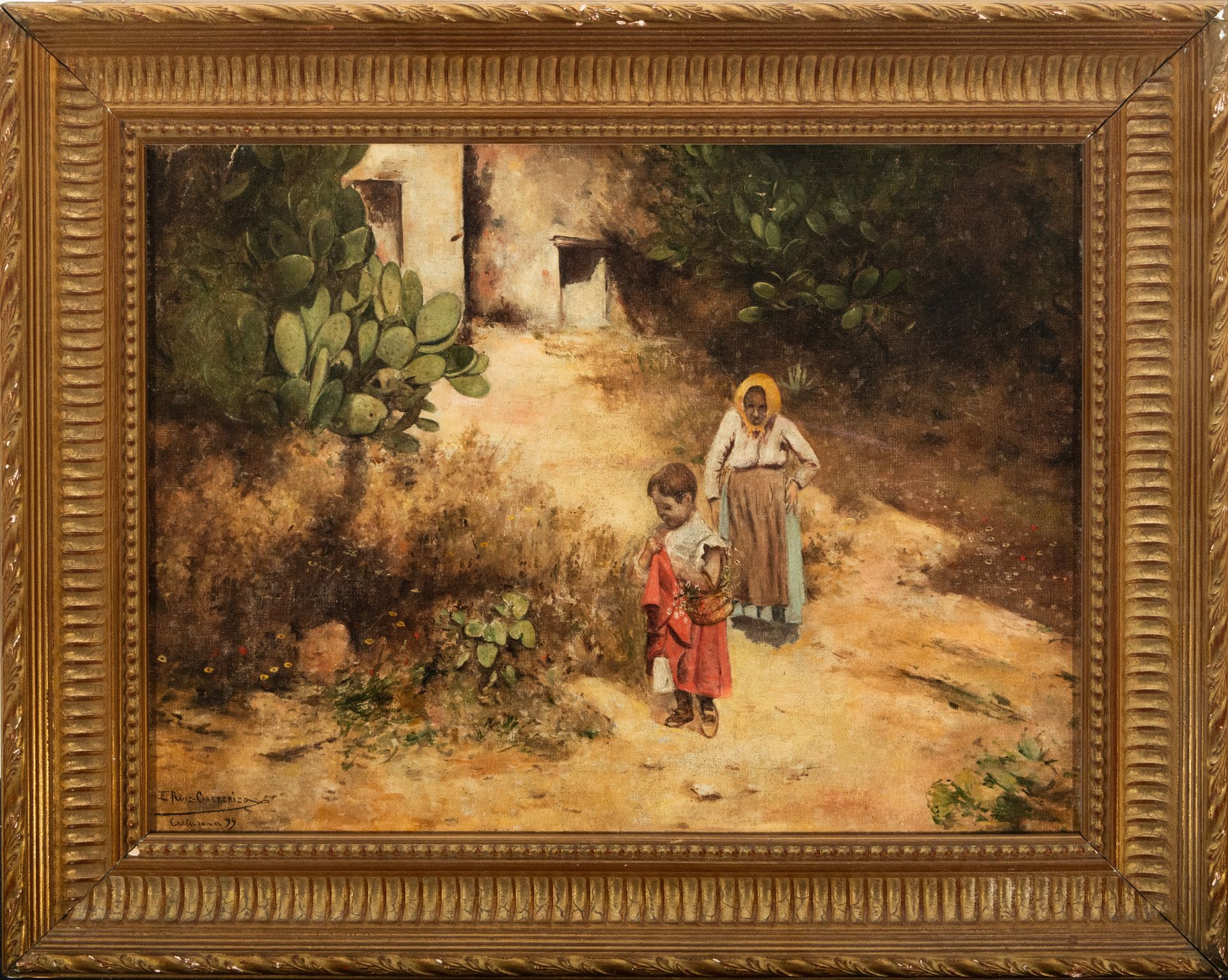 Grandmother with Child, signed Ruiz Carrizo Cartagena 1899, 19th century Spanish school