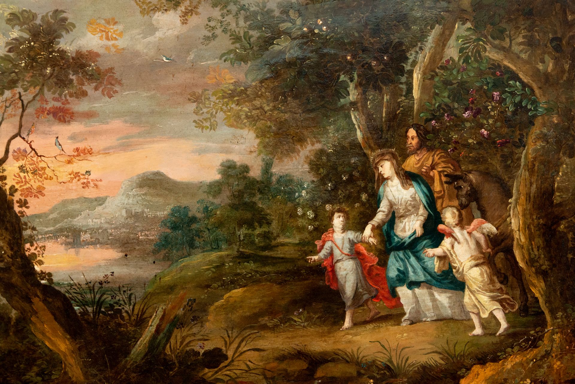 Holy Family on the Flight into Egypt, Flemish school from the 17th - 18th century - Image 2 of 6