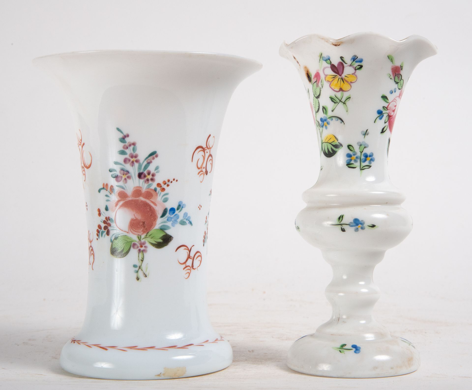 Pair of Vases in Opalina, 19th century