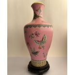 Pink enameled famille rose vase with Butterflies, 20th century Chinese school