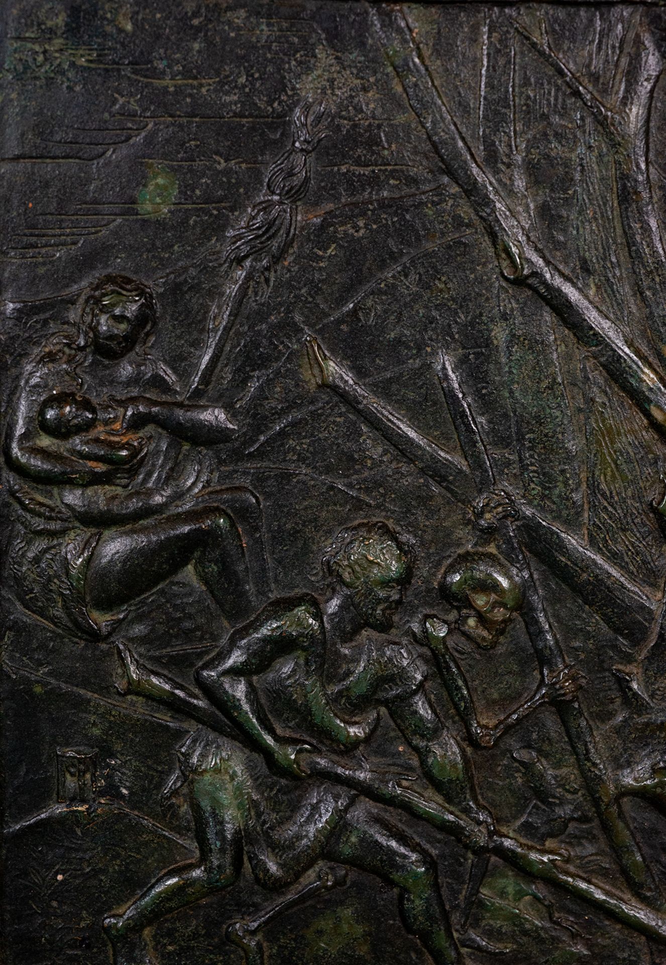 French Neo-Gothic style bronze relief representing Death, 19th century - Image 2 of 6