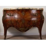 French chest of drawers in marquetry and gilt bronze, 18th - 19th century