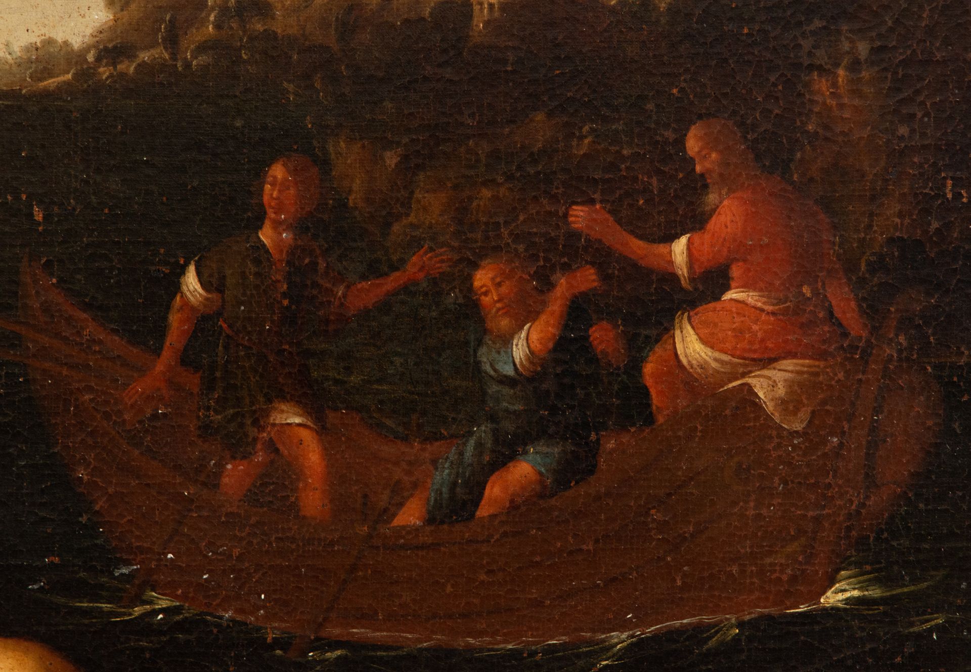 Jesus Saving Pedro from the Shipwreck, 17th century Viceroyalty colonial school - Image 3 of 6