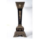 Column-type base in bronze and ebonized wood Napoleon III, France, 19th century