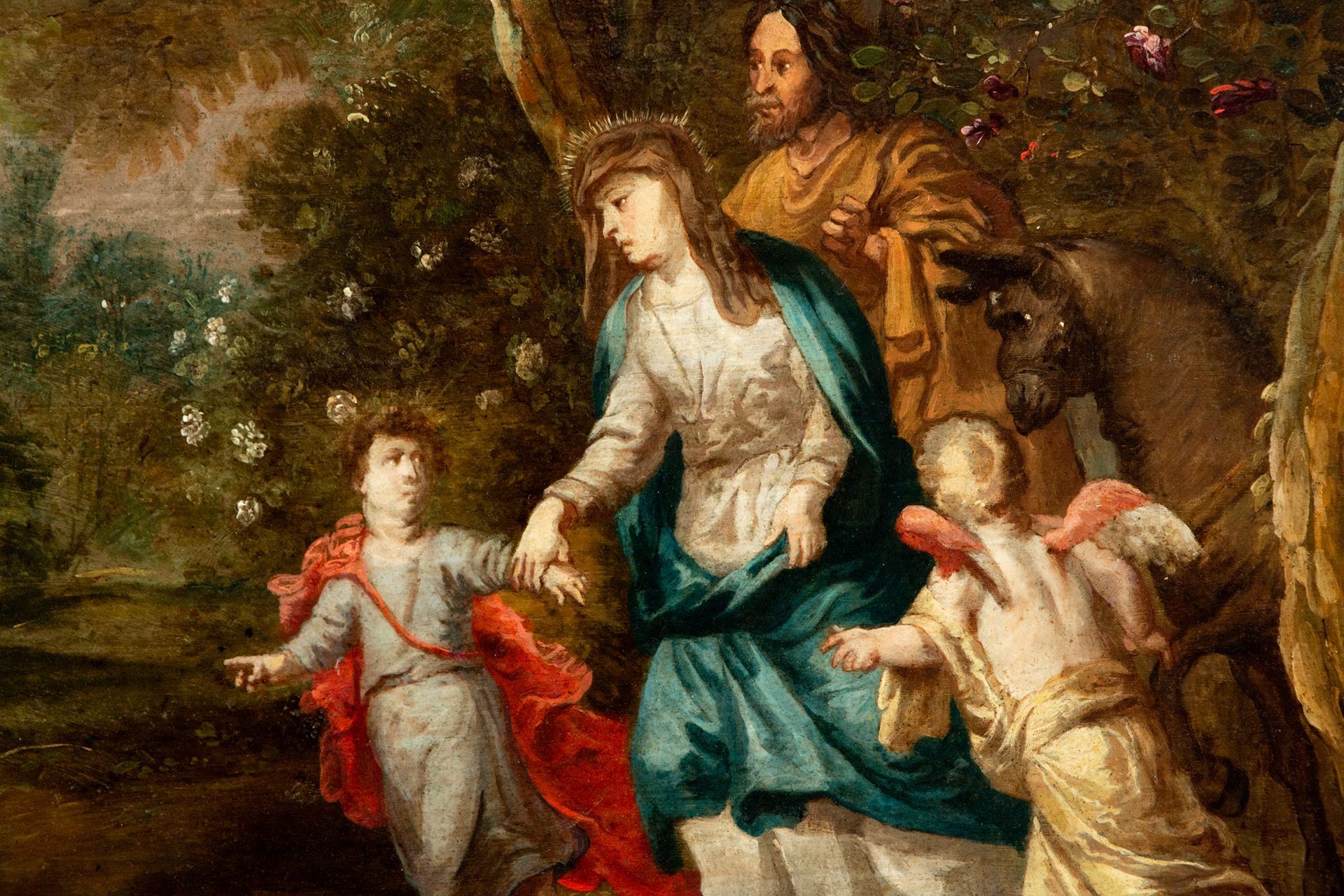 Holy Family on the Flight into Egypt, Flemish school from the 17th - 18th century - Image 3 of 6