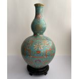 Blue famille rose vase, Qianlong mark on the base, 20th century