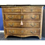 Catalan chest of drawers in olive wood marquetry, early 19th century