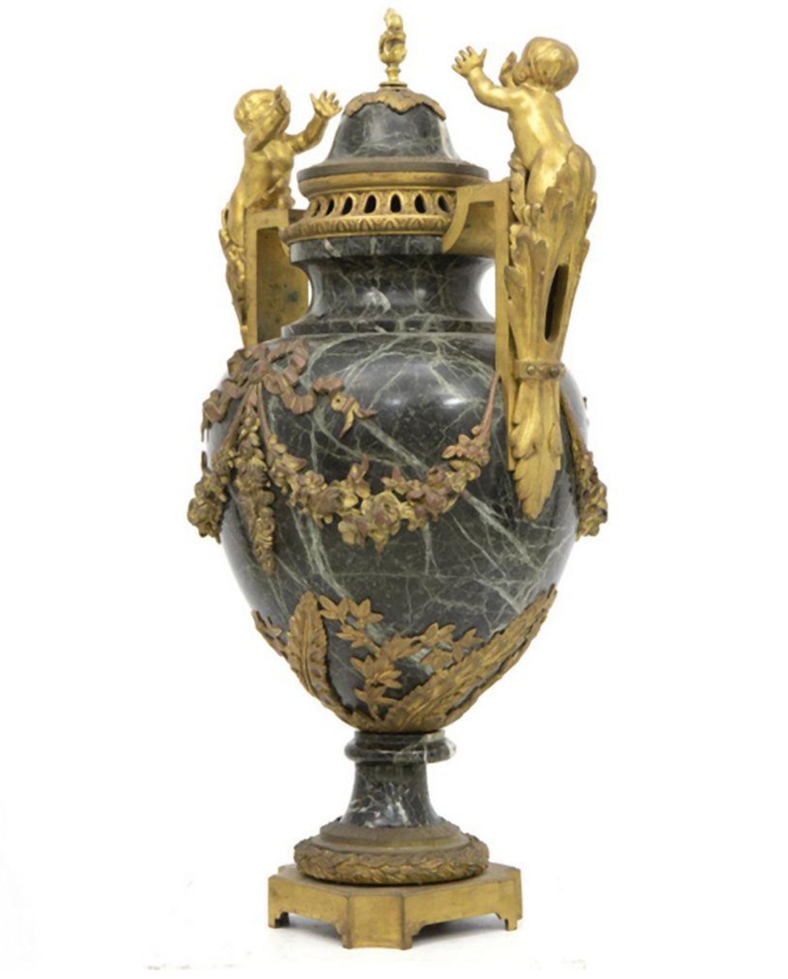 Important Large French vase with gilt bronze lid, 19th century - Image 2 of 3