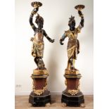 Spectacular pair of Venetian Torcheros called "Morettos", 19th century Italian school
