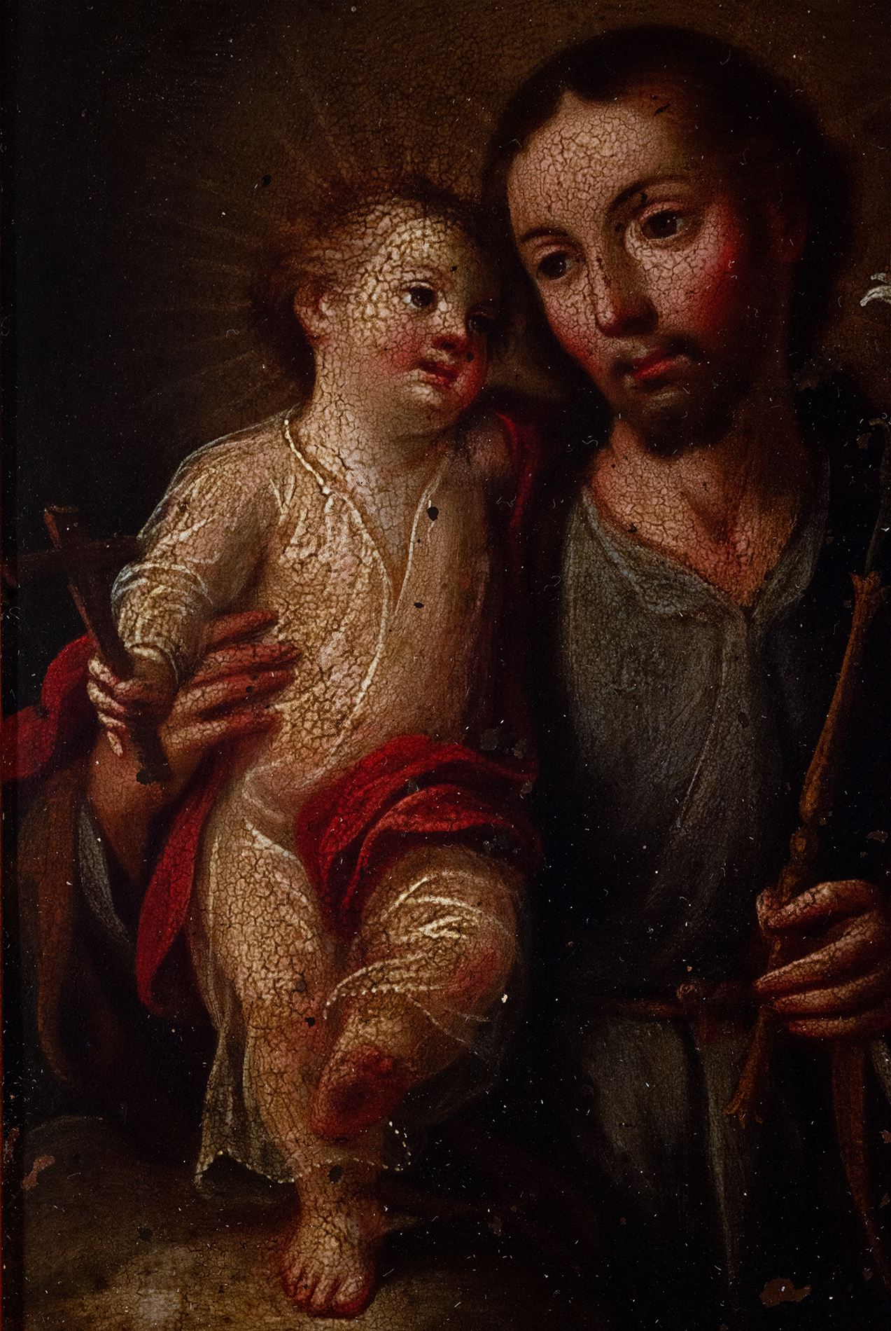 Exceptional Copper of Saint Joseph with Enfant Jesus, 18th century New Spanish colonial school, in t - Image 4 of 5