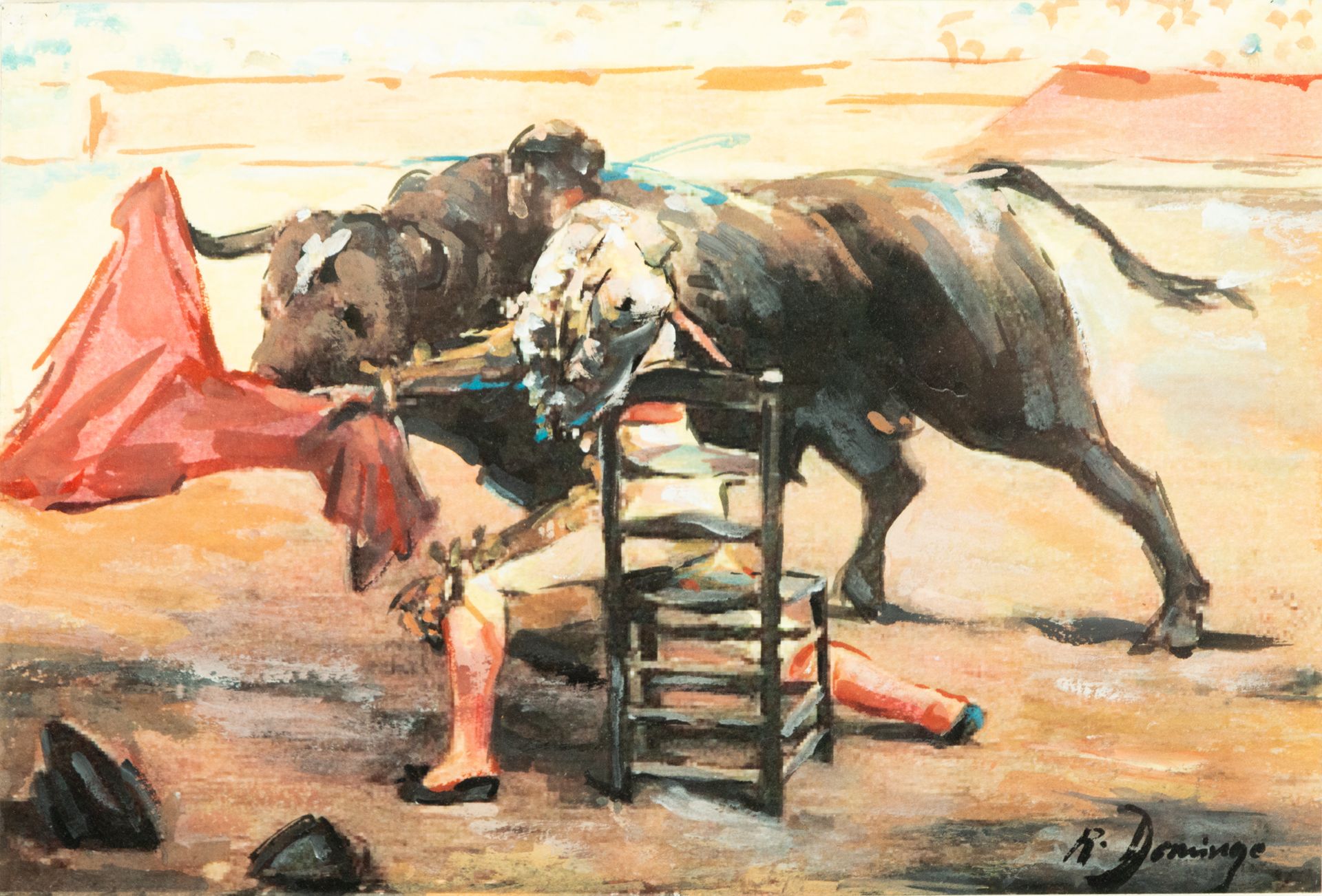 Bullfighter, watercolor on paper, signed R. Domingo - Image 2 of 4