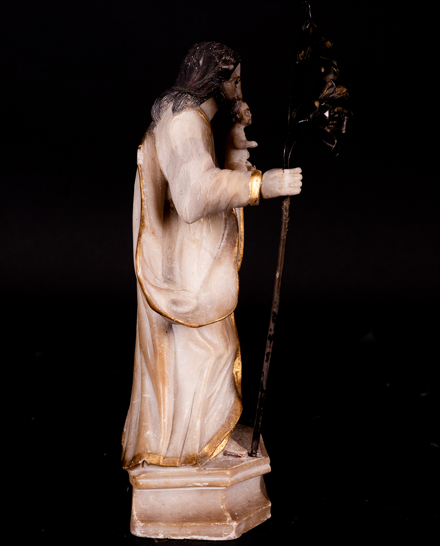 Saint Joseph with Child in Arms, with Silver Crosier, 18th century Brazilian colonial school - Image 3 of 5