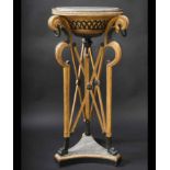 Neo-Roman pedestal in gilt and ebonized wood, 19th century