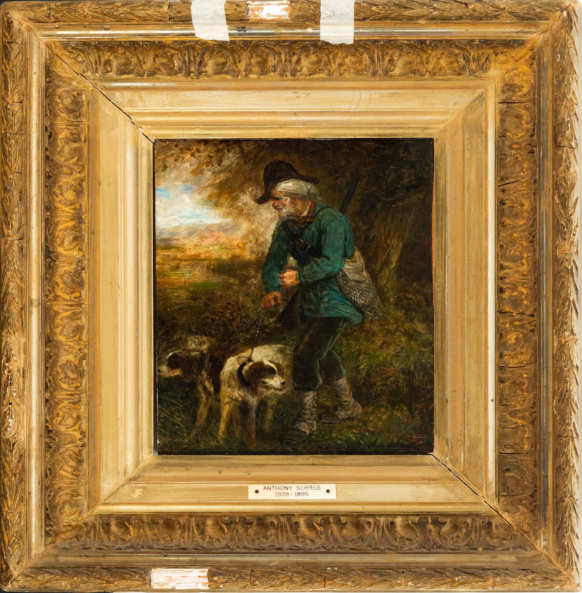 Hunter with his Dog, attributed to Anthony Serres, 19th century European School