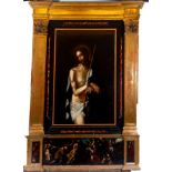 Christ the Nazarene with an important Plateresque frame in gilded and polychrome wood, 16th - 17th c