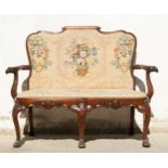 English mahogany sofa upholstered with floral motifs, 19th century