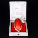 Important Mediterranean Red Coral ring set in 18k gold