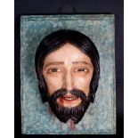 Rare wall relief of the Head of Saint John the Baptist, 18th century New Spanish colonial school