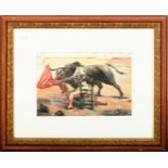 Bullfighter, watercolor on paper, signed R. Domingo