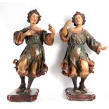 Magnificent Great Pair of Torchero Angels, Viceregal colonial school, New Spain, late 17th century -