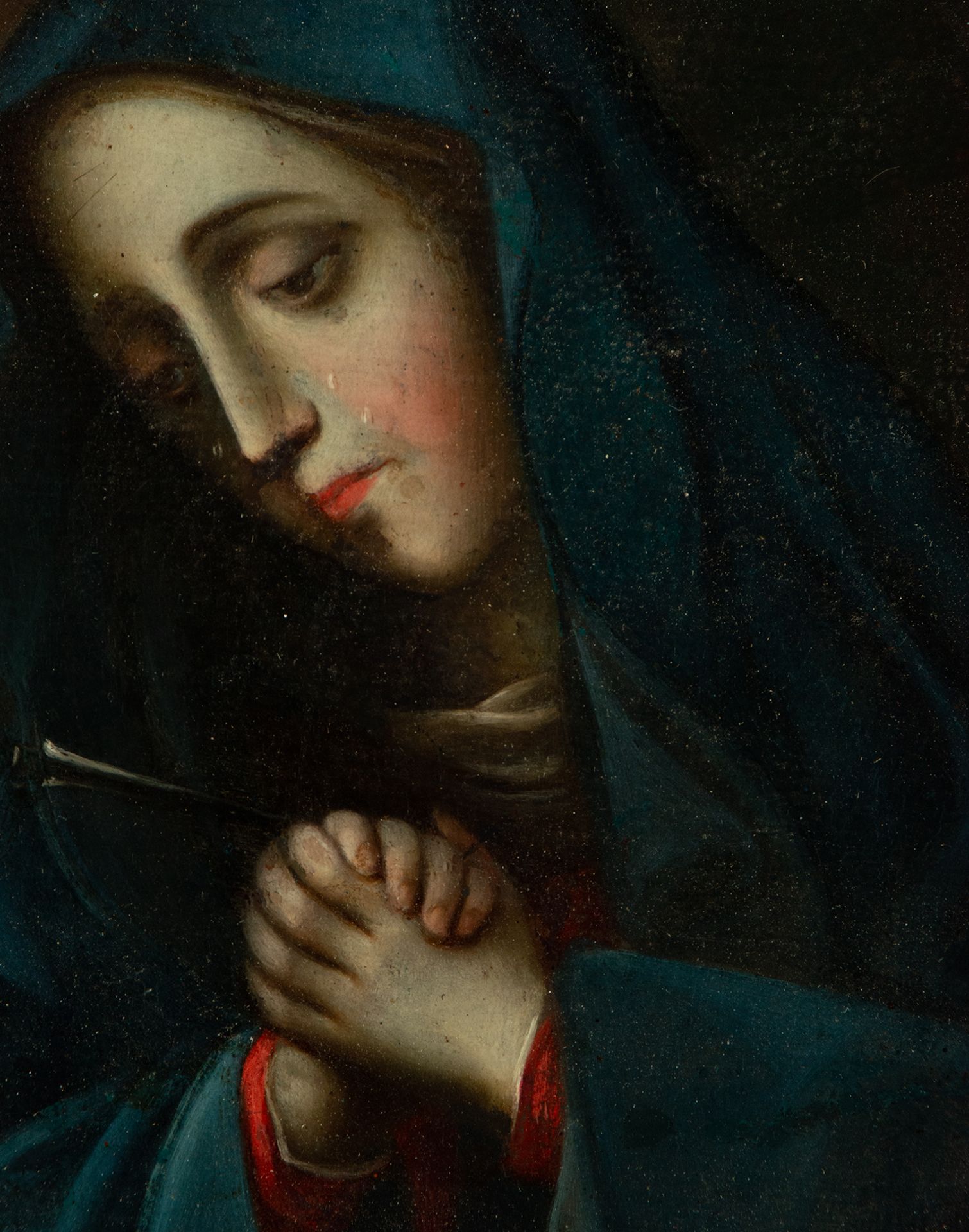 Sorrowful Virgin on Copper, colonial school, 18th century - Image 3 of 4
