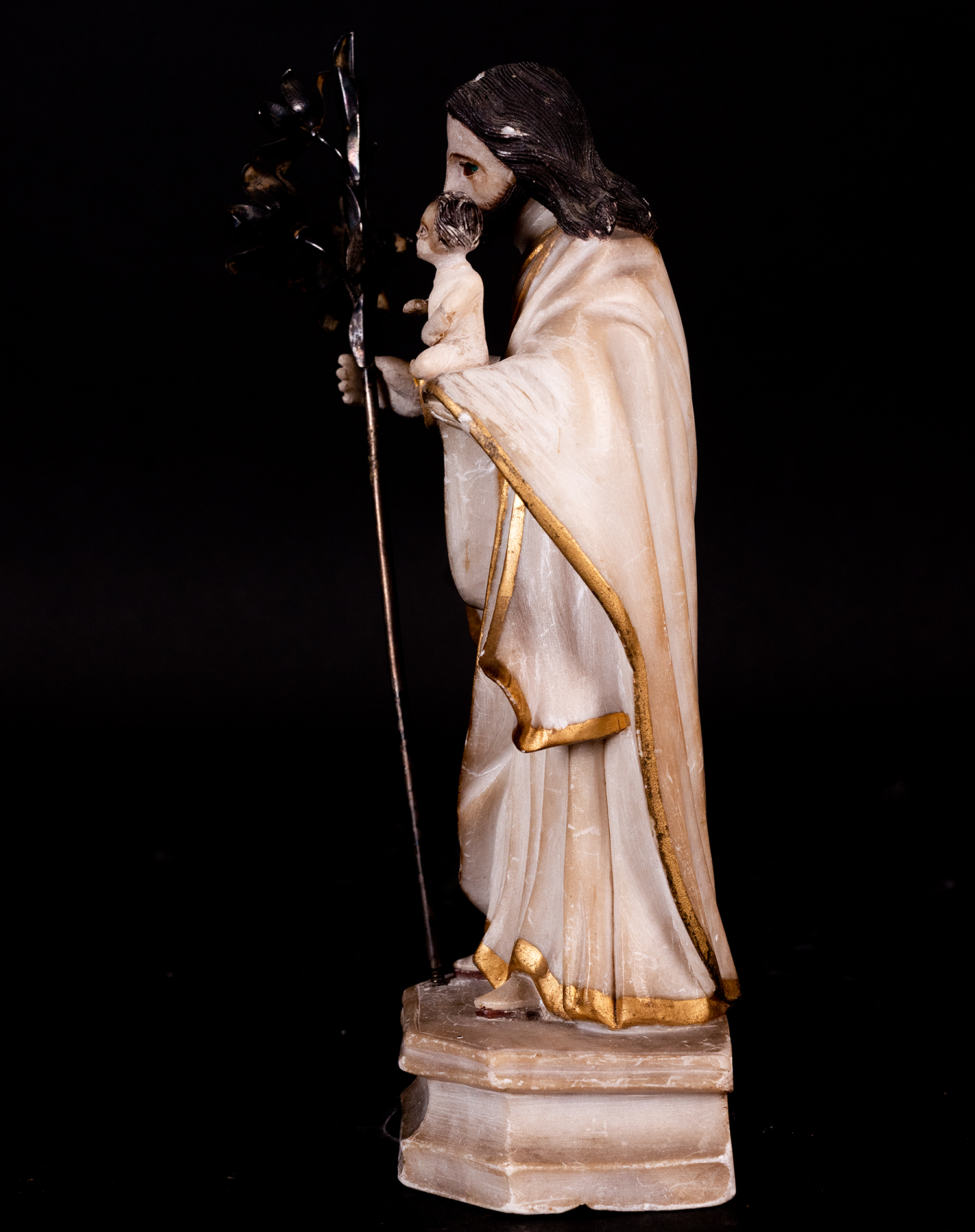 Saint Joseph with Child in Arms, with Silver Crosier, 18th century Brazilian colonial school - Image 5 of 5