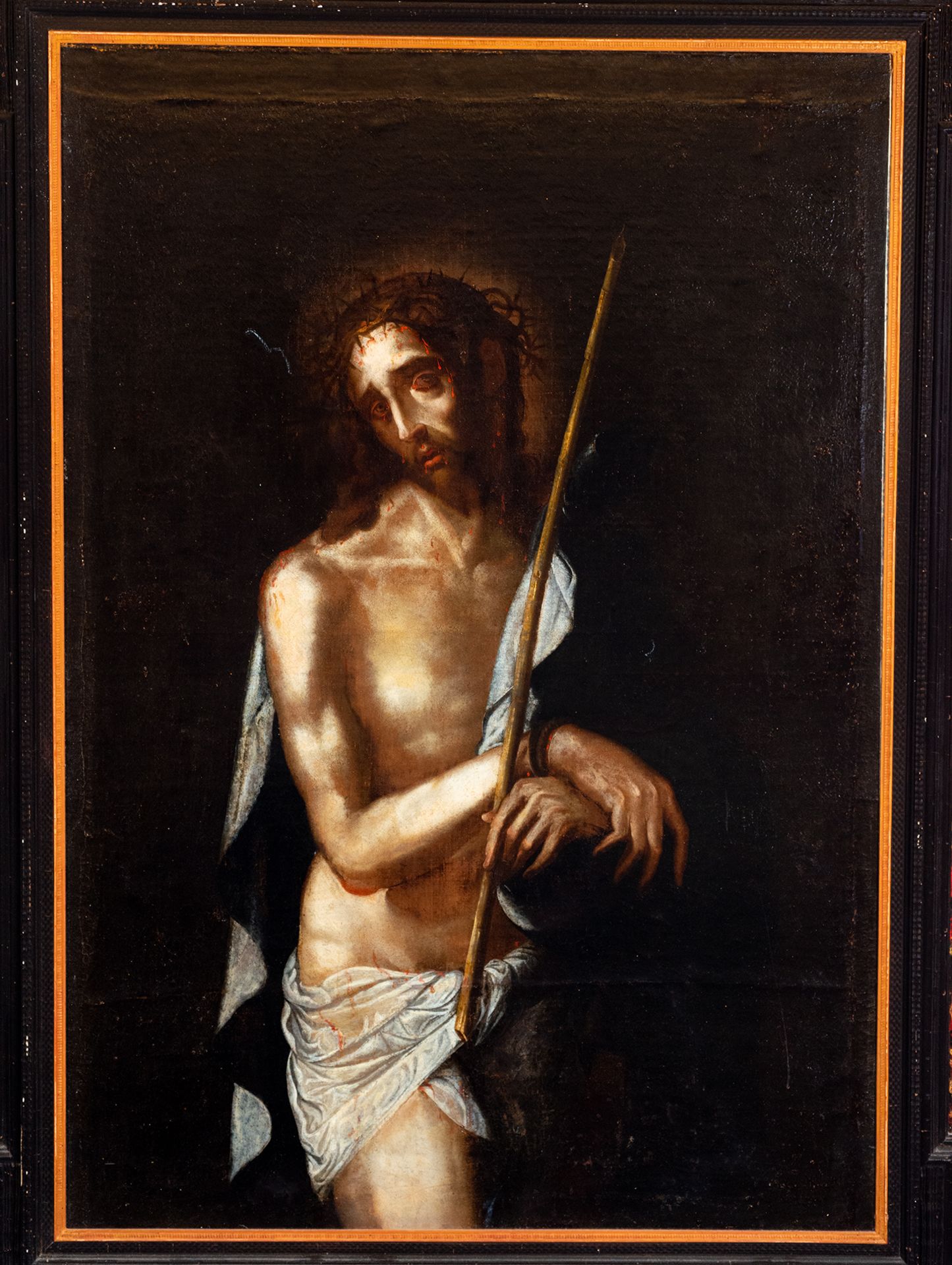 Christ the Nazarene with an important Plateresque frame in gilded and polychrome wood, 16th - 17th c - Image 5 of 8